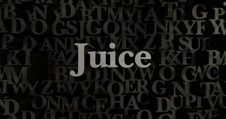 Juice - 3D rendered metallic typeset headline illustration.  Can be used for an online banner ad or a print postcard.