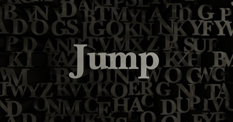 Jump - 3D rendered metallic typeset headline illustration.  Can be used for an online banner ad or a print postcard.