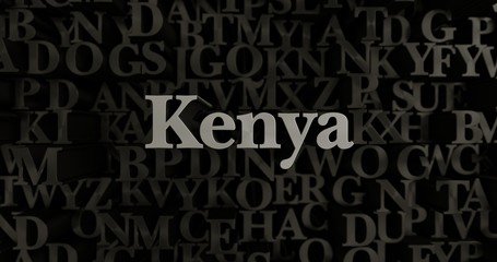 Kenya - 3D rendered metallic typeset headline illustration.  Can be used for an online banner ad or a print postcard.