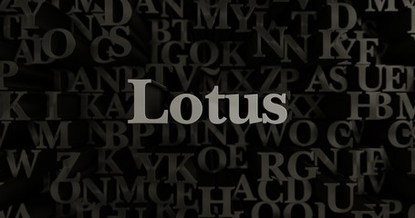 Lotus - 3D rendered metallic typeset headline illustration.  Can be used for an online banner ad or a print postcard.