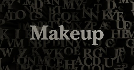 Makeup - 3D rendered metallic typeset headline illustration.  Can be used for an online banner ad or a print postcard.