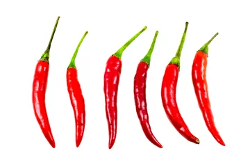 Fotobehang Red chilli pepper isolated on white background, Clipping path included. © Monster Ztudio