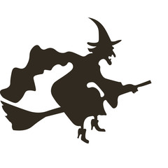 Fototapeta premium Flying witch, Hallowen icon vector