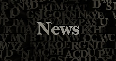 News - 3D rendered metallic typeset headline illustration.  Can be used for an online banner ad or a print postcard.