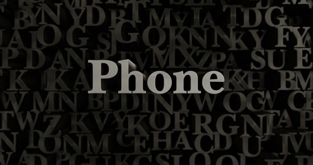 Phone - 3D rendered metallic typeset headline illustration.  Can be used for an online banner ad or a print postcard.