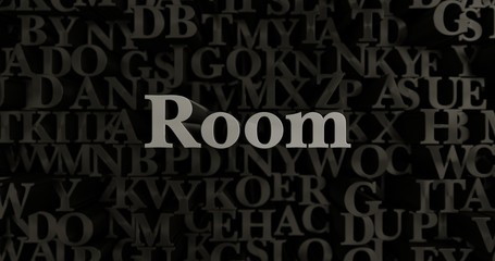 Room - 3D rendered metallic typeset headline illustration.  Can be used for an online banner ad or a print postcard.