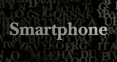 Fototapeta na wymiar Smartphone - 3D rendered metallic typeset headline illustration. Can be used for an online banner ad or a print postcard.