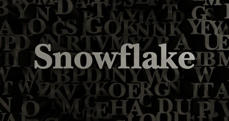 Snowflake - 3D rendered metallic typeset headline illustration.  Can be used for an online banner ad or a print postcard.