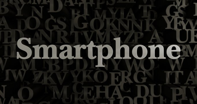 Smartphone - 3D rendered metallic typeset headline illustration.  Can be used for an online banner ad or a print postcard.