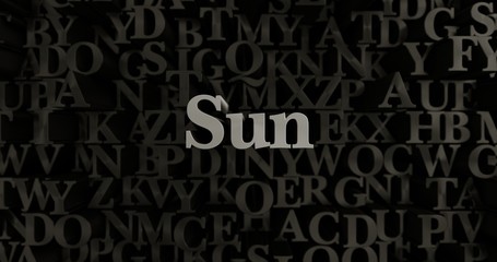 Fototapeta na wymiar Sun - 3D rendered metallic typeset headline illustration. Can be used for an online banner ad or a print postcard.