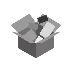 carton box with envelopes icon vector illustration design