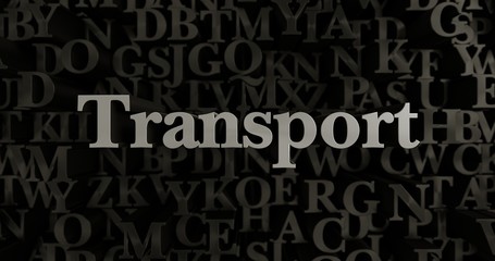 Transport - 3D rendered metallic typeset headline illustration.  Can be used for an online banner ad or a print postcard.