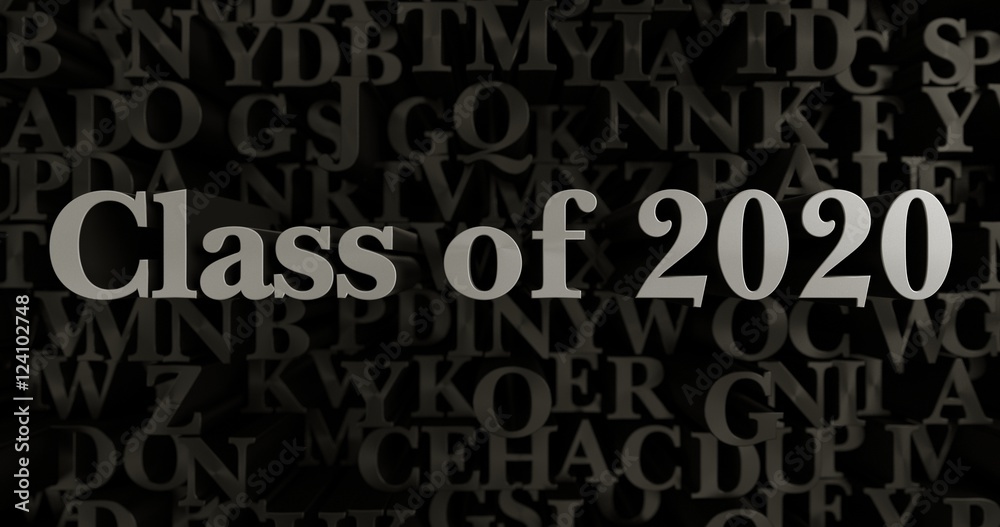 Fototapete class of 2020 - 3d rendered metallic typeset headline illustration. can be used for an online banner