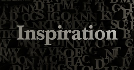 Inspiration - 3D rendered metallic typeset headline illustration.  Can be used for an online banner ad or a print postcard.