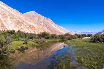 Himayalan range landscape view in Ladakh, India.