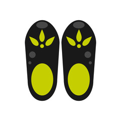Clog shoes vector illustration. Black and green rubber clog shoes.