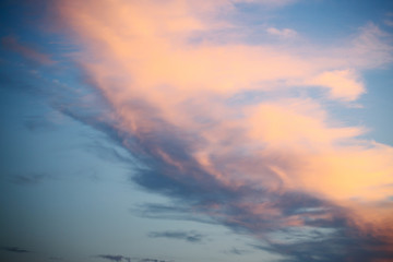 blue and pink sunset sky