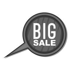 Label round big sale icon. Gray monochrome illustration of label round big sale vector icon for web