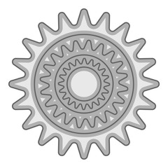 Sprocket for bicycle icon. Gray monochrome illustration of sprocket for bicycle vector icon for web