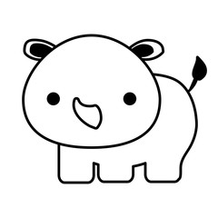 cute rhino isolated icon vector illustration design