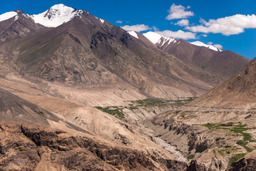 Himalayan range landscape view of Leh, Ladakh in summer, Kashmir, India.