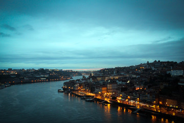 Fototapeta premium Night City of Porto panorama, Portugal
