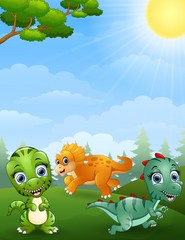 Dinosaurs cartoon  in the jungle
