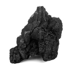 Natural wood charcoal isolated on white, traditional charcoal or