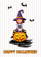 Vector Illustration of a Halloween Witch