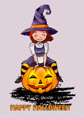 Vector Illustration of a Halloween Witch