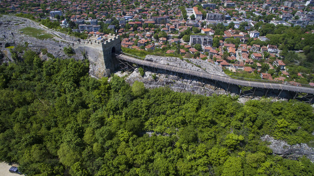 Aerial view of the Ovech fortress, Pravadiya, Bulgaria