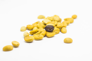 black coffee bean on coffee beans.