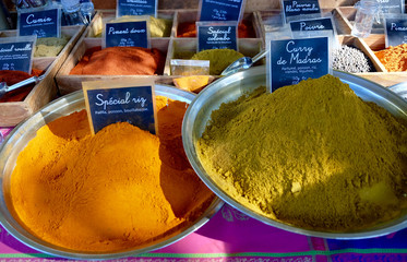 Spices for sale at local market 