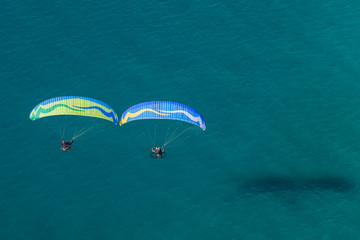 aerial view of the paraglider over the coast line