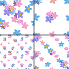 Seamless forget-me-not pattern set