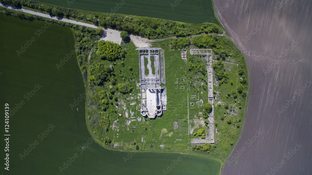 Sticker Aerial view of the Great Basilica in Pliska, Bulgaria