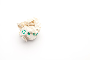 close-up of crumpled paper ball, Wadded paper