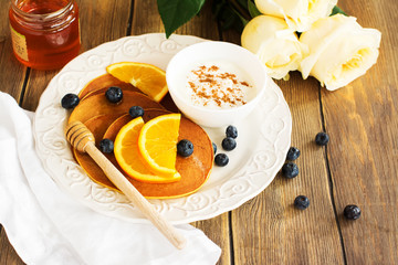 Stack of spiced pumpkin pancakes