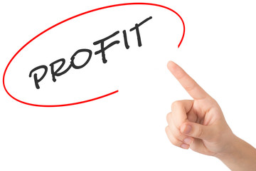 Hand of a young girl points to a word