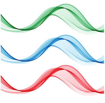 Set of abstract waves. Blue, green, orange and red colorsVector illustration EPS 10 © lesikvit