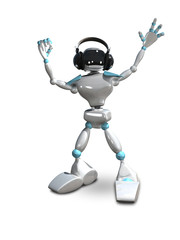 3D Illustration of a Robot in Headphones