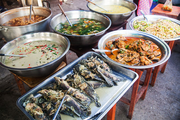Thailand traditional food market on street for sell
