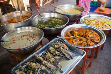 Thailand traditional food market on street for sell