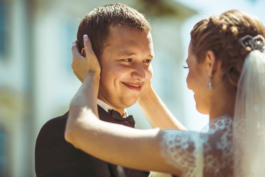 young bride feels the joy of her husband