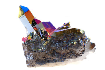 crystal with metal rainbow surface