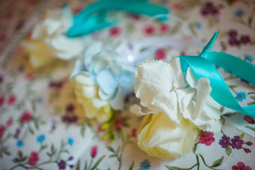 beautiful white roses on the table