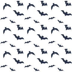 Fototapeta na wymiar Flying bats on white halloween pattern design for wrapping paper