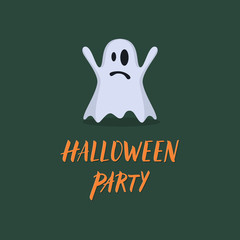 Halloween illustration with ghost icon.