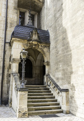 old church entrance with stairs