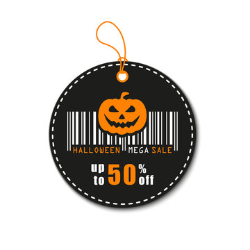 Halloween vector illustration. Halloween sale, discount and offer tag, sticker